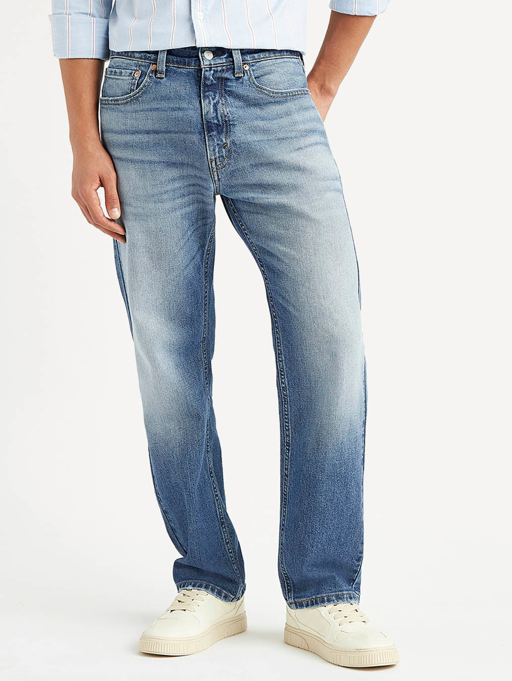 Men's 505 Solid Blue Jeans