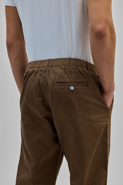 Brown Textured Relaxed Fit Trousers