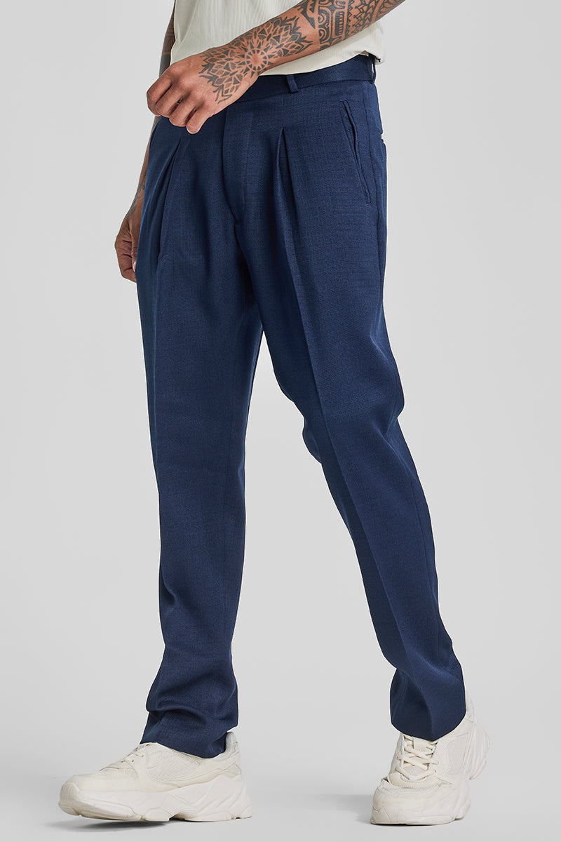 Dark Blue Relaxed Fit Korean Trousers