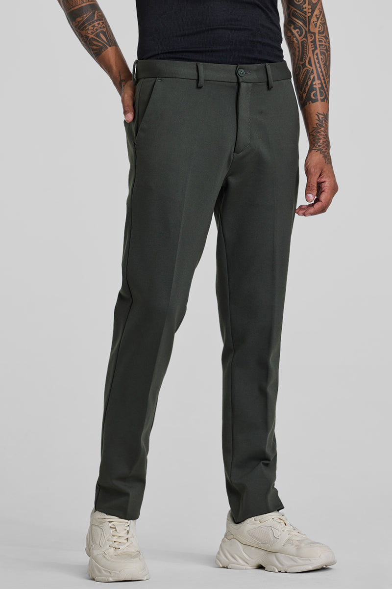 Dark Green Slim Fit Trousers