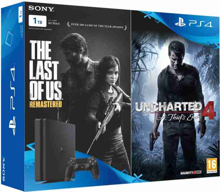 SONY PlayStation 4 (PS4) Slim 1 TB with The Last of Us and Uncharted 4 (Jet Black)