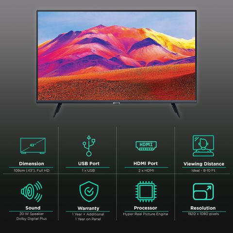 SAMSUNG Series 5 108 cm (43 inch) Full HD LED Tizen TV with Hyper Real Picture Processor (2022 model)