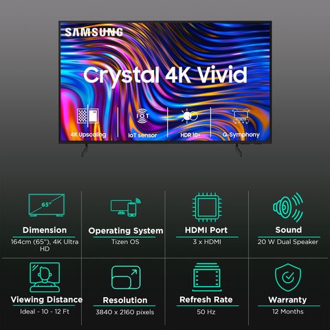 SAMSUNG Crystal 4K Vivid 164 cm (65 inch) 4K Ultra HD LED Tizen TV with Crystal Processor 4K