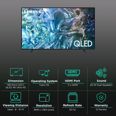 SAMSUNG Q60 Series 139.7 cm (55 inch) QLED 4K Ultra HD Tizen TV with Quantum HDR (2024 model)