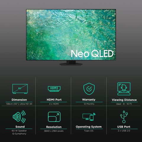 SAMSUNG 8 Series 138 cm (55 inch) 4K Ultra HD QLED Tizen TV with Bezel-less Display