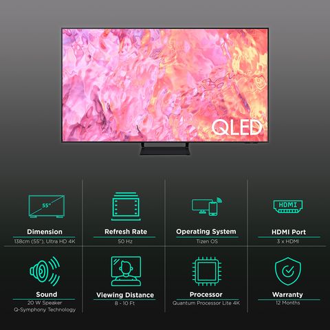 SAMSUNG 6 Series 138 cm (55 inch) QLED 4K Tizen TV with Bezel-less Display