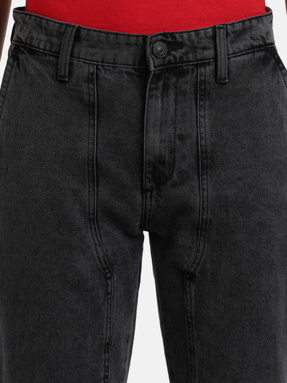 Men Charcoal Grey Relaxed Fit Solid Carpenter Style Jeans