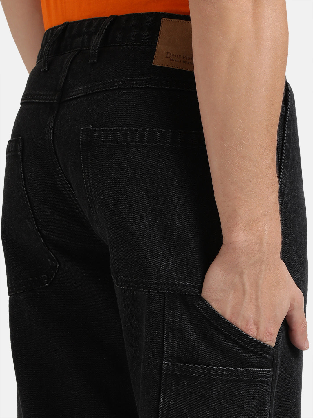 Men Charcoal Relaxed Fit Solid Carpenter Style Jeans