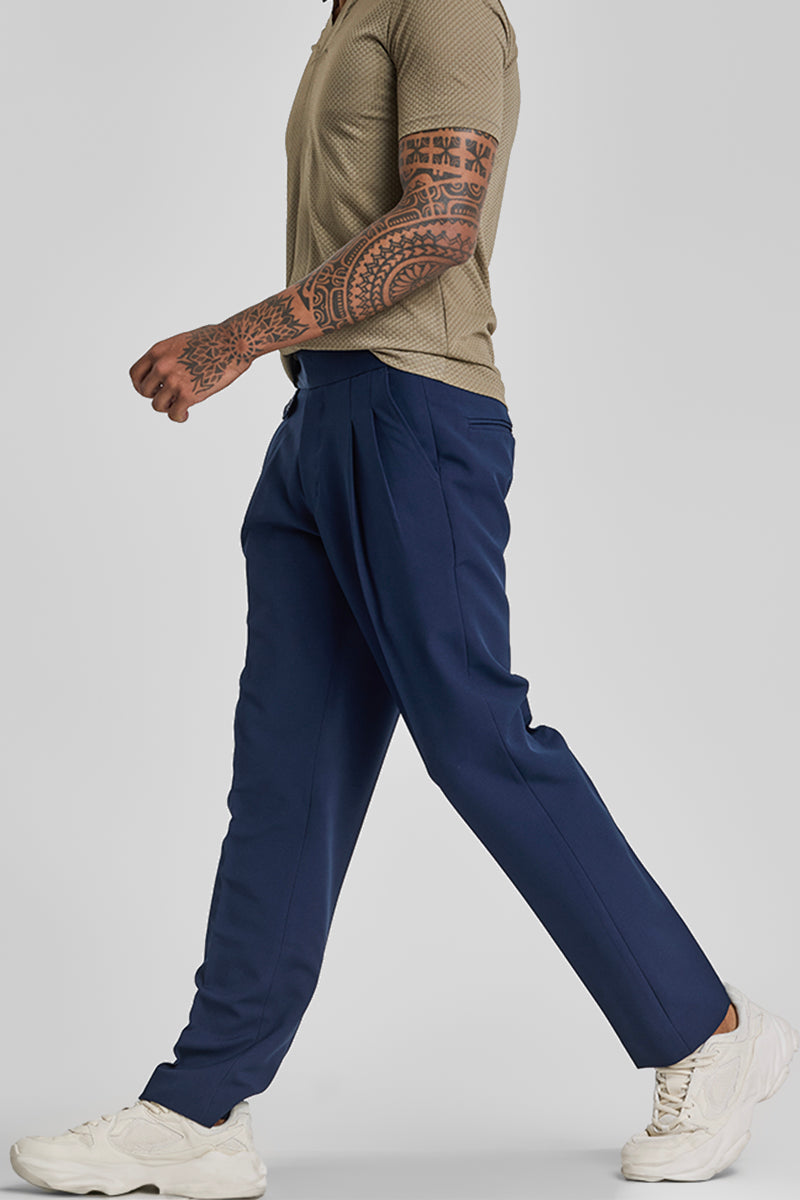 Dark Blue Slim Fit Gurkha Trousers