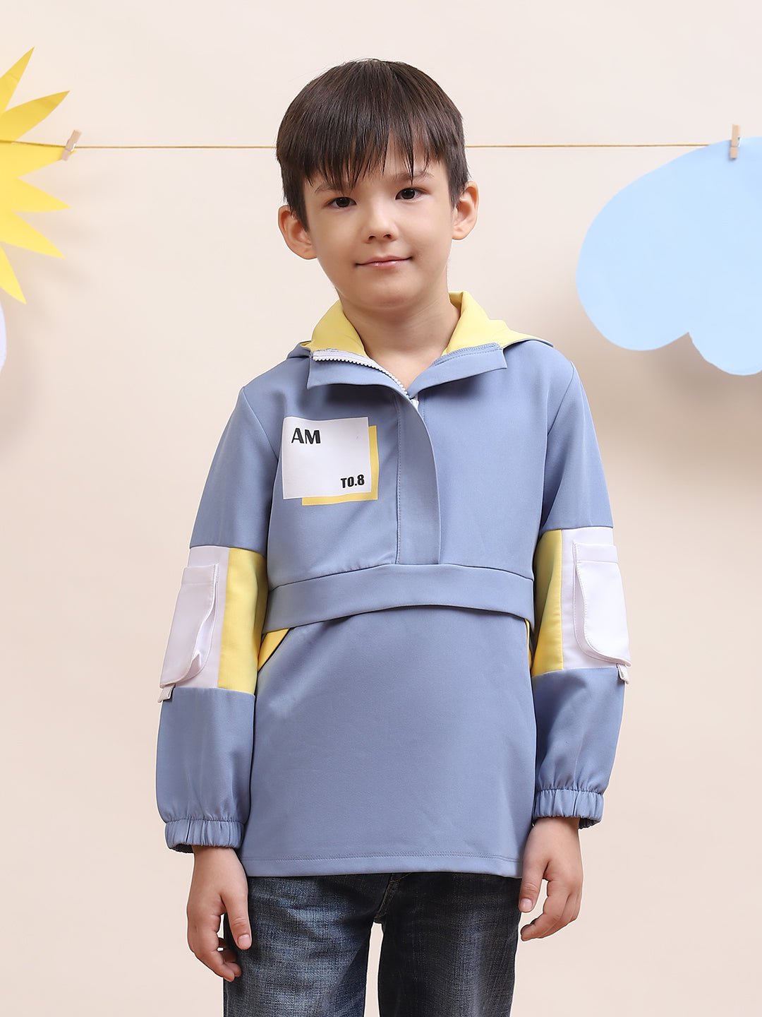 Stylish Blue Kids' Jacket with Utility Pockets