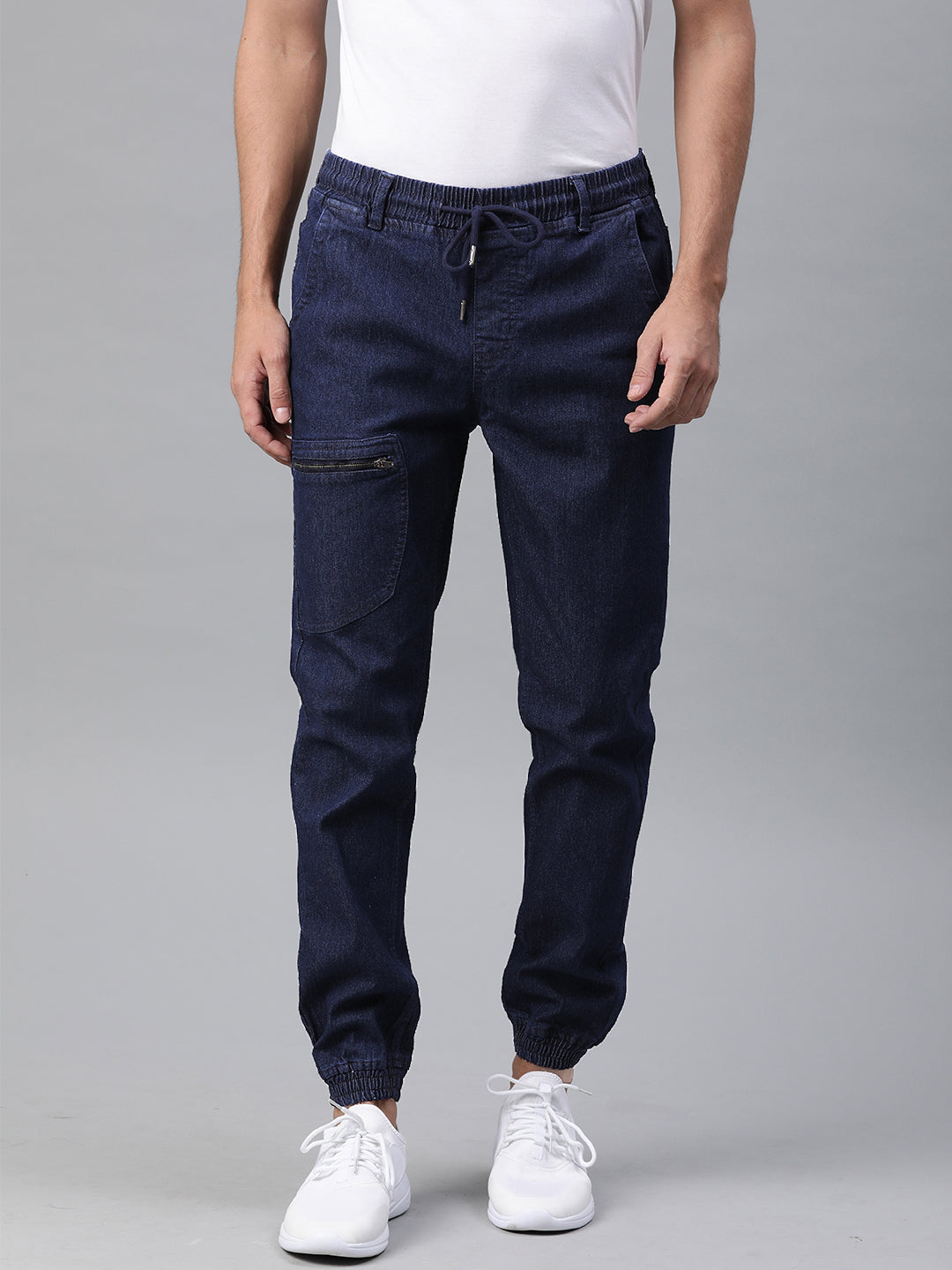 Men Blue Slim Fit Solid Jogger Jeans