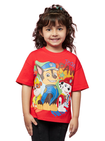 Girls Cotton Red Paw Patrol Tshirt