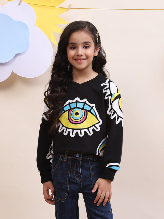 Unisex Black Eye Graphic Sweatshirt - Bold & Artistic Design for Kids