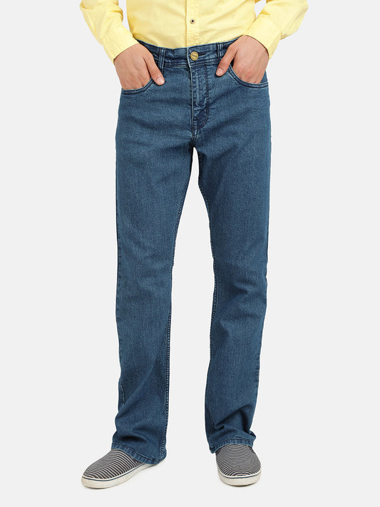 Men Light Blue Boot-Cut Solid Jeans