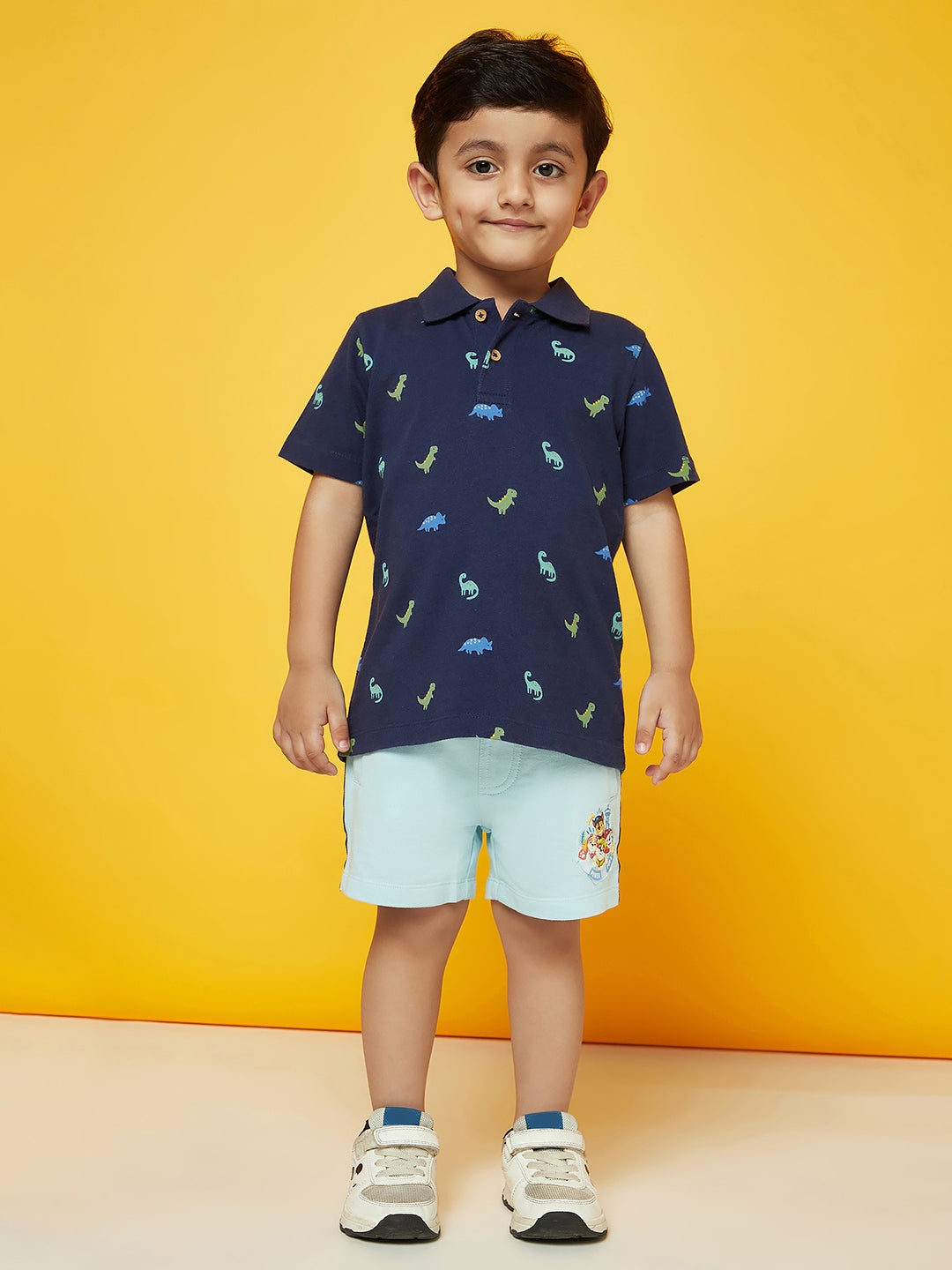 Kid Boys Collared Print T-Shirt and Shorts Set