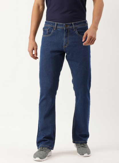 Men Indigo Boot-Cut Solid Jeans