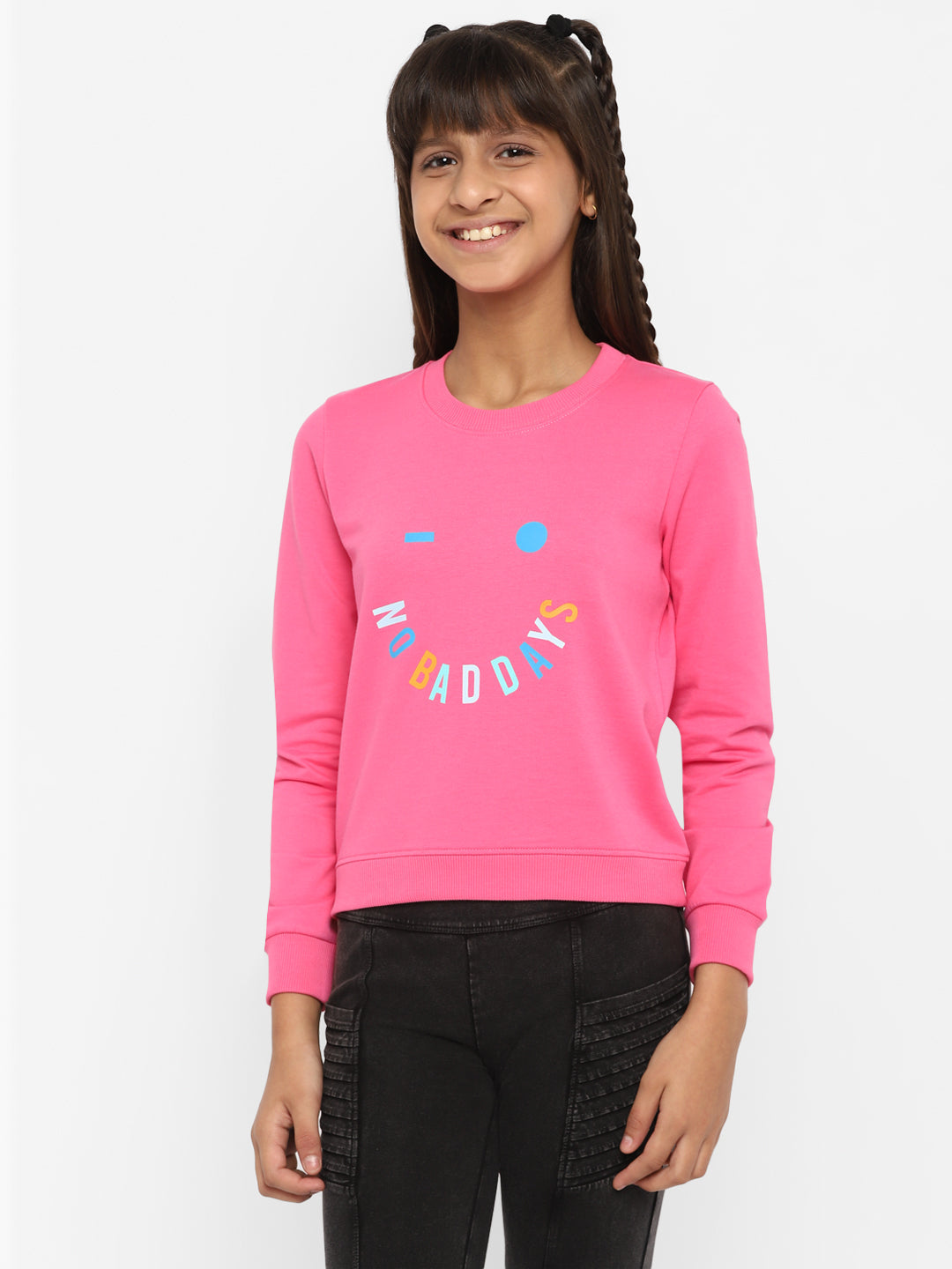 Girls-All-About-Day-Printed-Sweatshirt-Pink