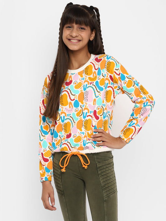 Girls-All-Over-Printed-Sweatshirt-Orange