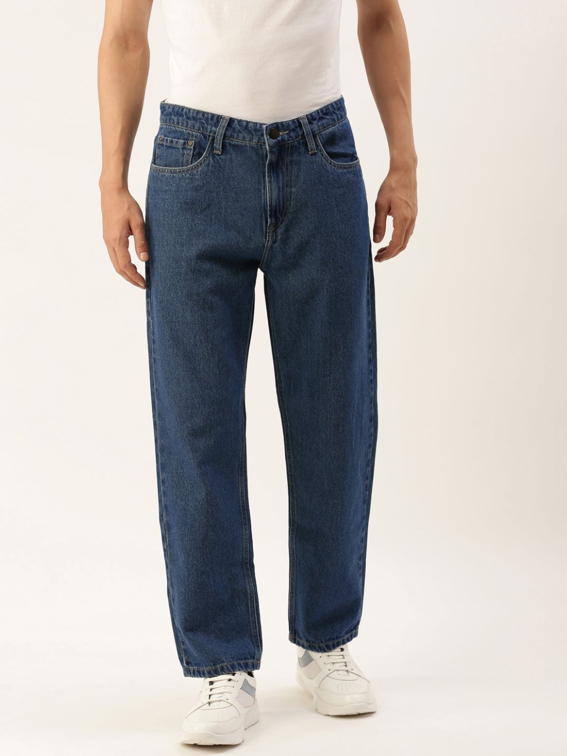 Men Blue Relaxed Fit Solid Jeans