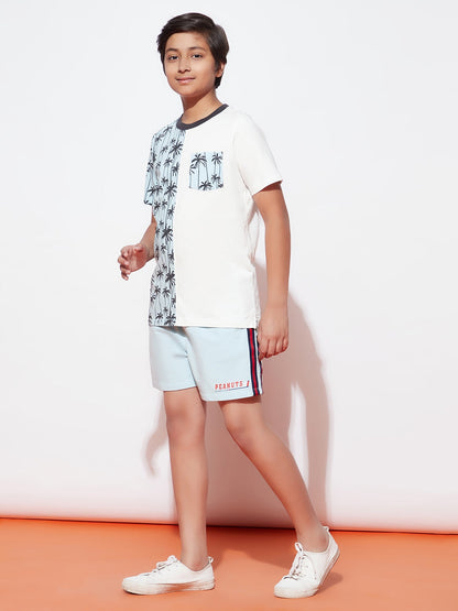 Teen Boys' Funky Blue Printed T-Shirt and Short Set