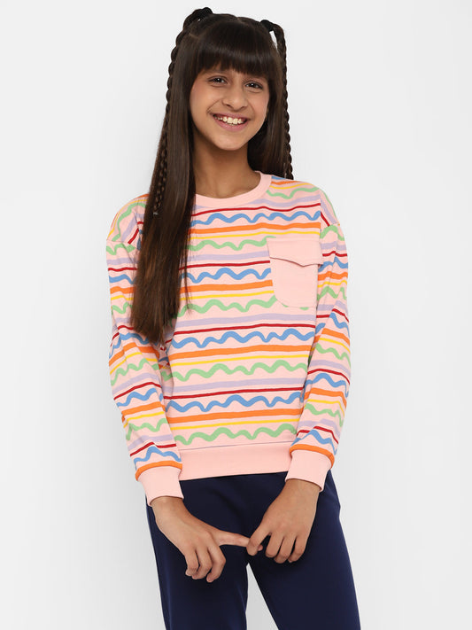 Spunkies-Girls-All-Over-Printed-Sweatshirt-Pink