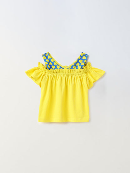 Cold Shoulder Yellow girls Top