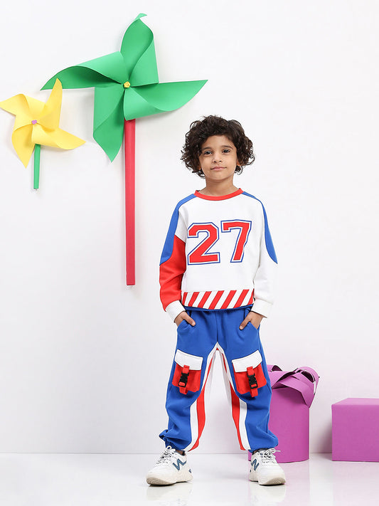 Boys' "27" Graphic Sports Tracksuit with Utility Pockets - Bold & Functional Two-Piece Set