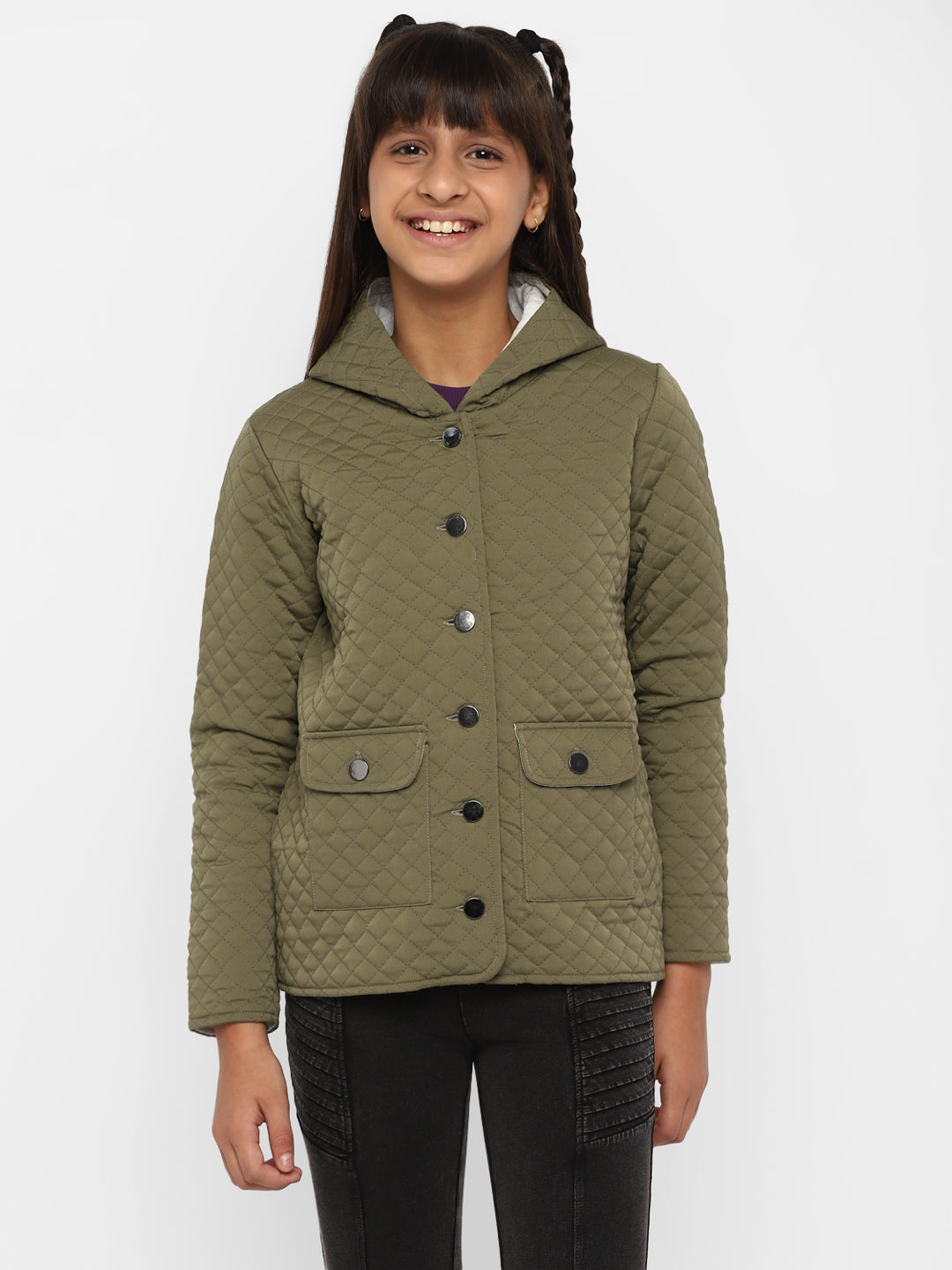 Girls-Full-Sleeve-Jacket-Olive