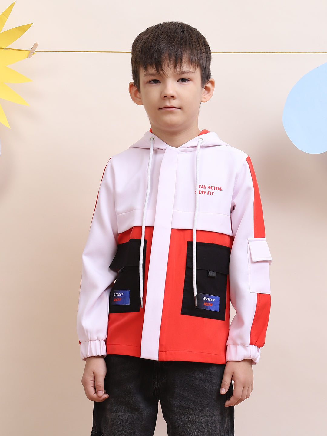 Boys' Stylish "Stay Active Stay Fit" Hooded Jacket