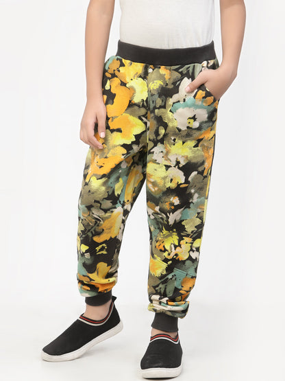 Organic Flower Printed Boy Jogger- Yellow