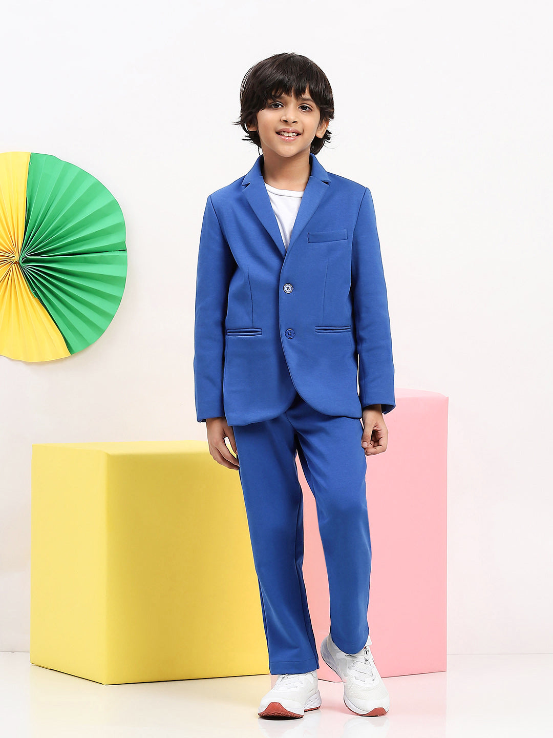 Boys' Classic Blue Blazer & Trousers Suit Set - Elegant Formal Wear