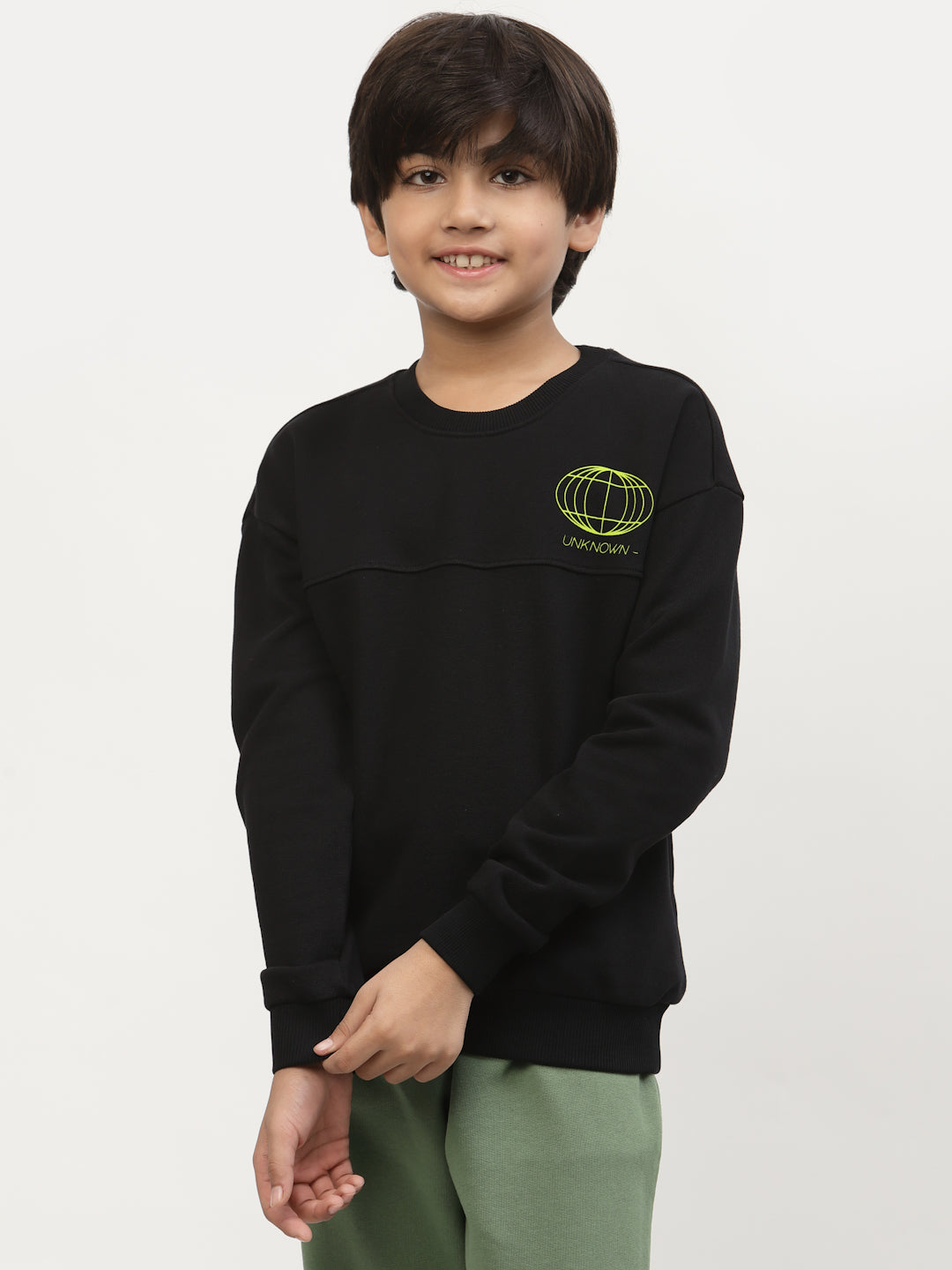 Spunkies-Boys-Chest-Logo-Printed-Sweatshirt-Black