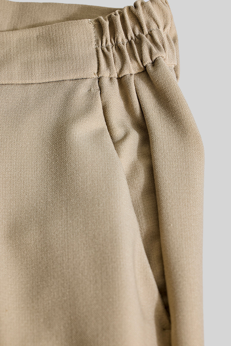 Beige Plain Regular Fit Trousers