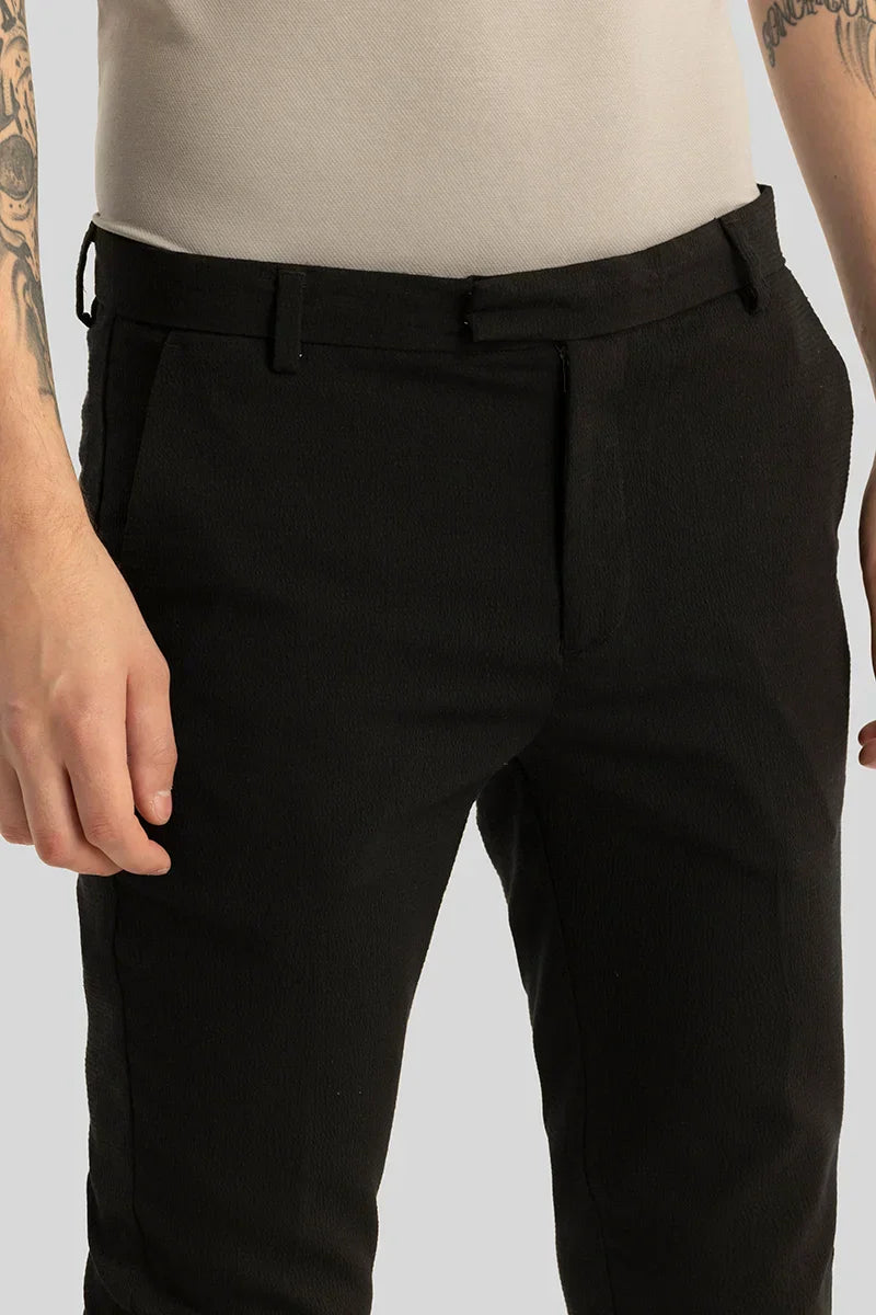 Yann Black Plain Slim Fit Trousers