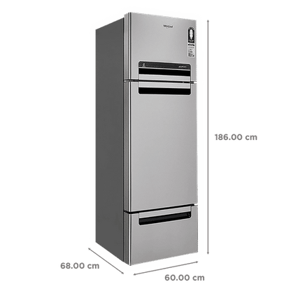 Whirlpool FP 343D Protton Roy 300 Litres Frost Free Triple Door Refrigerator with 6th Sense ActiveFresh Technology (20817, Alpha Steel)