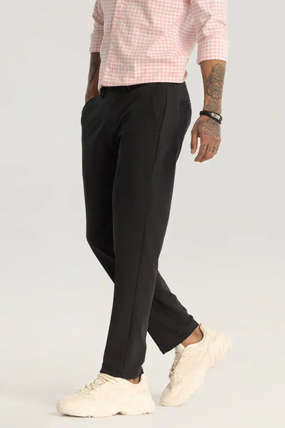 Black Plain Regular Fit Trousers