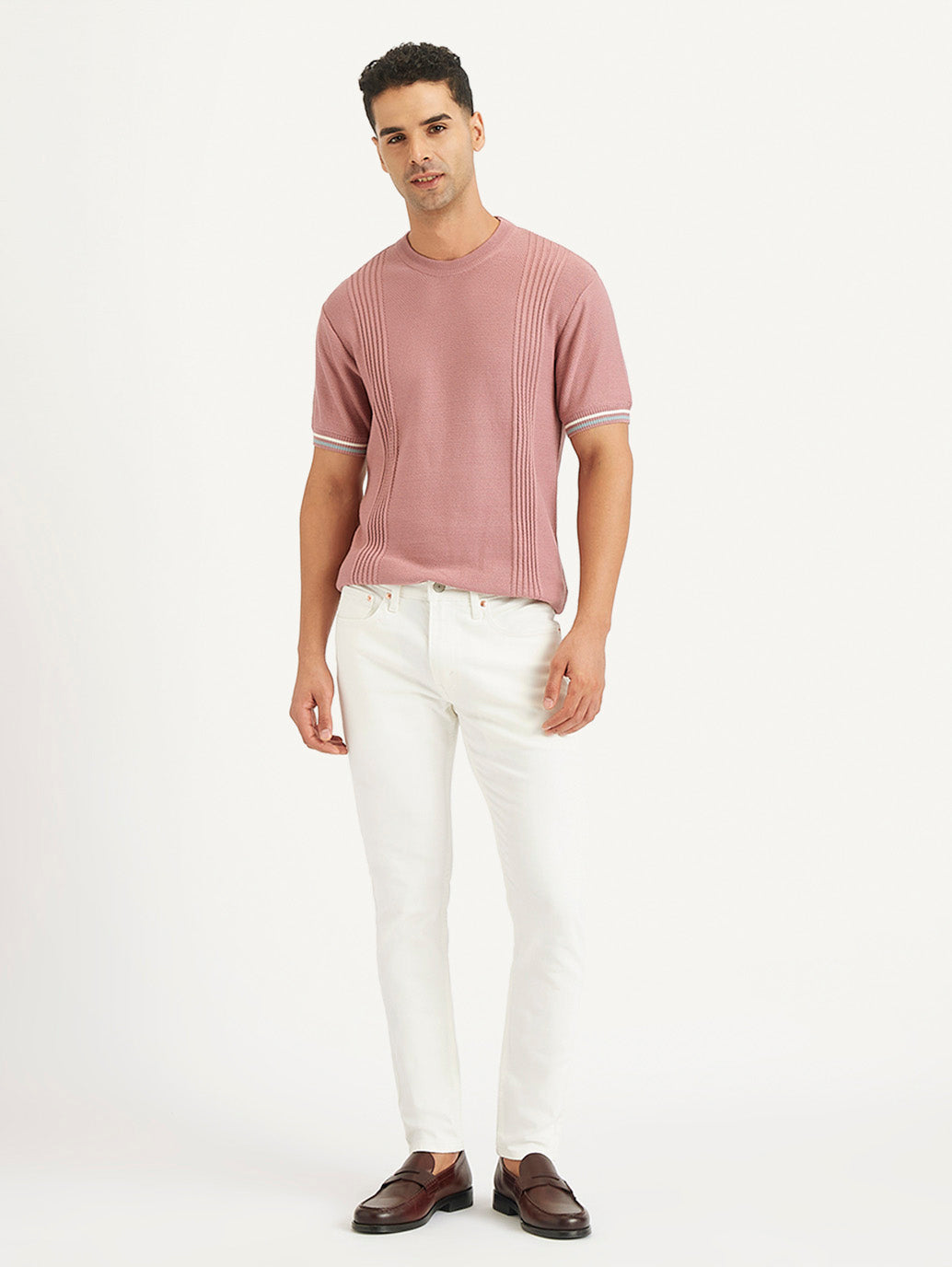 Men's Skinny Taper Fit White Jeans