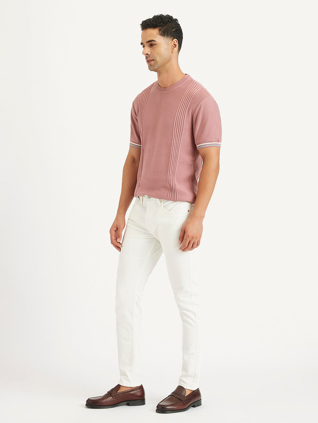 Men's Skinny Taper Fit White Jeans