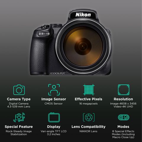 Nikon Coolpix 16MP Digital Camera (4.3-539 mm Lens, Dual Detect Optical VR)