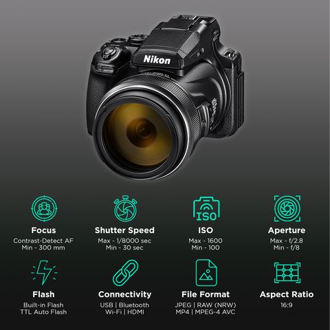 Nikon Coolpix 16MP Digital Camera (4.3-539 mm Lens, Dual Detect Optical VR)