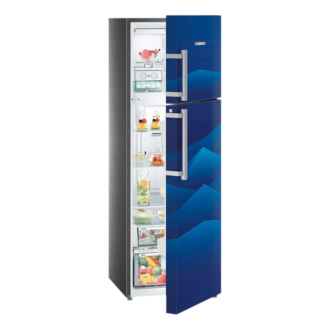 LIEBHERR 346 Litres 3 Star Frost Free Double Door Refrigerator with Forced Air Cooling (TCB 3540, Blue Landscape)