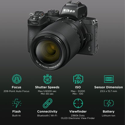 Nikon Z 50 20.9MP Mirrorless Camera (16-50 mm Lens, 23.5 x 15.7 mm Sensor, Tilting TFT Touch-Sensitive LCD)