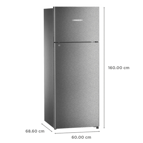 LIEBHERR 290 Litres 2 Star Frost Free Double Door Refrigerator with Forced Air Cooling (TCGS 2910 Comfort, Grey Steel)