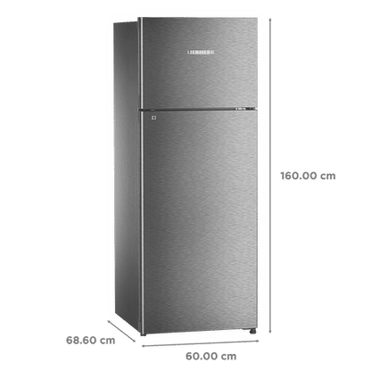 LIEBHERR 290 Litres 2 Star Frost Free Double Door Refrigerator with Forced Air Cooling (TCGS 2910 Comfort, Grey Steel)