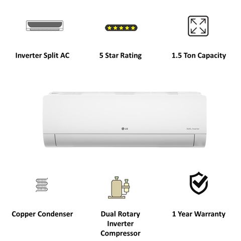 LG 4 in 1 Convertible 1.5 Ton 5 Star Dual Inverter Split AC with Dust Filter (Copper Condenser, LS-Q18ANZA)