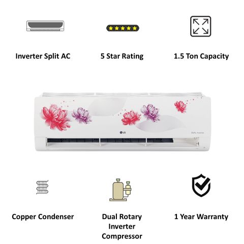 LG 5 in 1 Convertible 1.5 Ton 5 Star Dual Inverter Split AC with Dust Filter (2021 Model, Copper Condenser, MS-Q18FNZD)