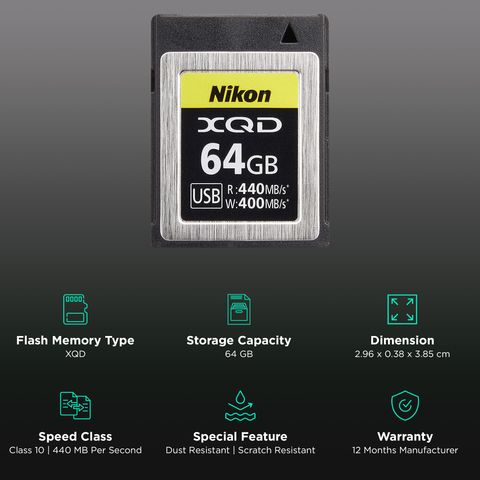 Nikon VWC00101 XQD 64GB Class 10 440MB/s Memory Card