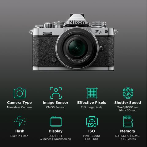 Nikon Z FC 20.9MP Mirrorless Camera (16-50 mm Lens, 15.7 x 23.5 mm Sensor, Full-Time Eye-Detection Auto Focus)