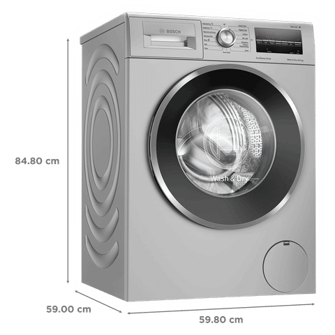 BOSCH 9/6 kg 5 Star Inverter Fully Automatic Front Load Washer Dryer (Series 4, WNA14408IN, Anti-Vibration Side Panel, Silver)