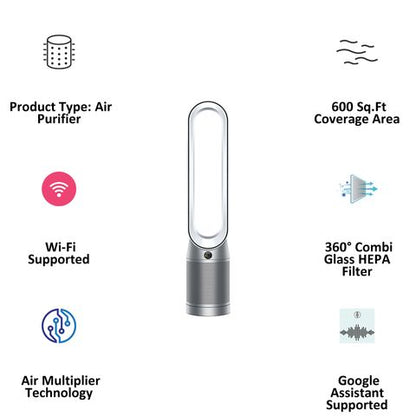 dyson TP07 Air Multiplier Technology Pure Cool Tower Air Purifier (369702-01, White/Silver)